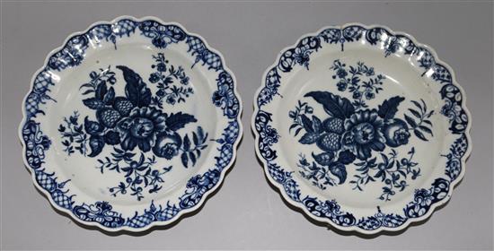 A pair of Worcester Pine Cone petal rimmed dishes, 7.5in.